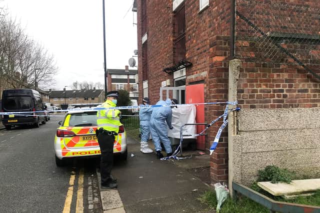 Police on the scene  in Plaistow, east London. Photo: SWNS