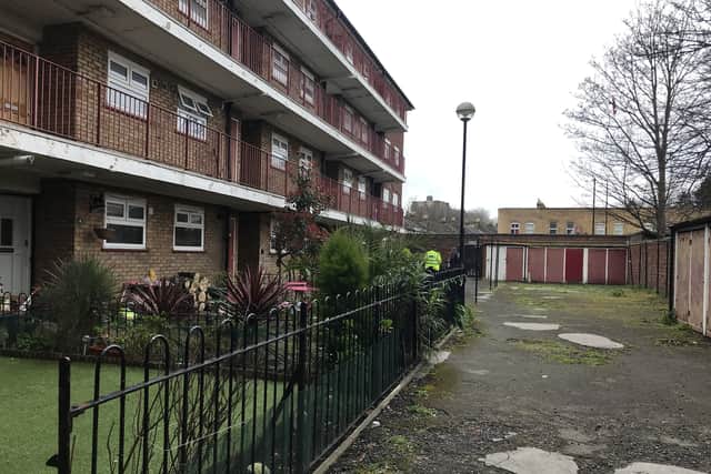 Police on the scene  in Plaistow, east London. Photo: SWNS