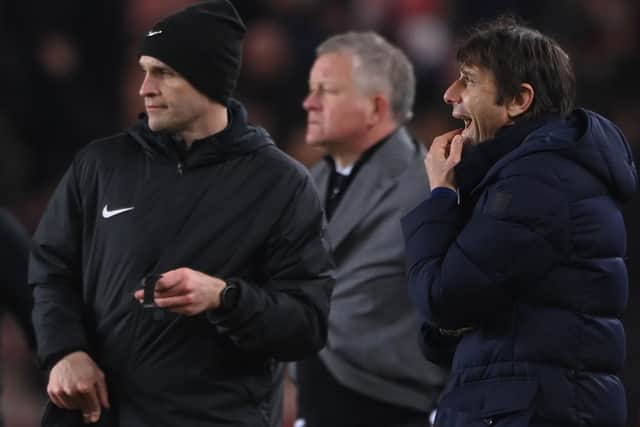 Spurs Head Coach Antonio Conte reacts on the touchline during the Emirates FA Cup (Photo by Stu Forster/Getty Images)