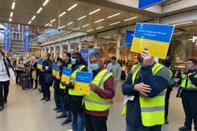 Camden volunteers greeting Ukrainian refugees off the Eurostar.