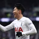  Heung-Min Son of Tottenham Hotspur celebrates after scoring their side’s third goal (Photo by Ryan Pierse/Getty Images)