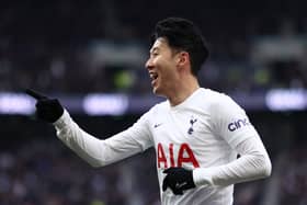  Heung-Min Son of Tottenham Hotspur celebrates after scoring their side’s third goal (Photo by Ryan Pierse/Getty Images)