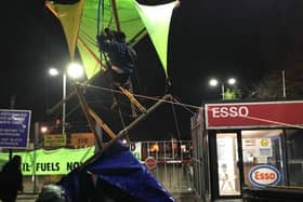 Extinction Rebellion activists at Esso West oil facility in west London at 04:00am this morning.