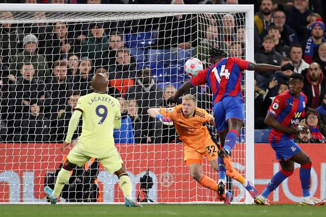 Jean-Philippe Mateta scores Palace’s first goal against Arsenal