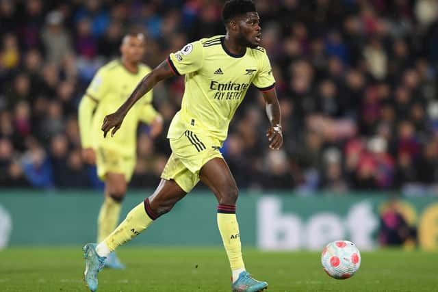 Thomas Partey of Arsenal during the Premier League match (Photo by David Price/Arsenal FC via Getty Images)