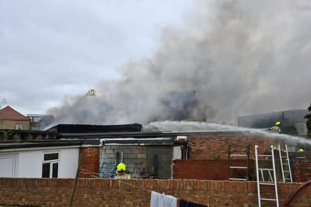 Firefighters tackled the garage blaze in Southall. Credit: LFB