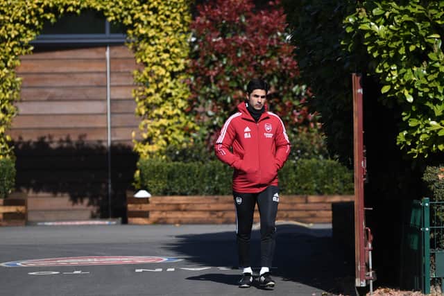 Arsenal manager Mikel Arteta during a training session at London Colney (Photo by Stuart MacFarlane/Arsenal FC via Getty Images)