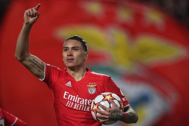 Nunez has scored 28 goals in all competitions for Benfica this season. Credit: Getty.