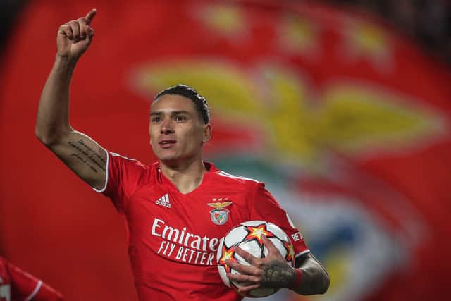 Nunez has scored 28 goals in all competitions for Benfica this season. Credit: Getty. 