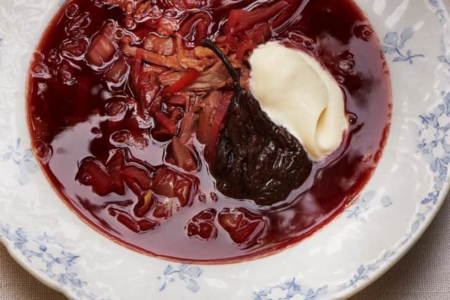 Ukrainian Borscht with smoked pears