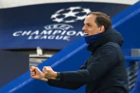 Chelsea's German head coach Thomas Tuchel celebrates after Chelsea's English midfielder Mason Mount (unseen) scored his team's second goal during the UEFA Champions League second leg semi-final football match between Chelsea and Real Madrid 