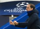 Chelsea's German head coach Thomas Tuchel celebrates after Chelsea's English midfielder Mason Mount (unseen) scored his team's second goal during the UEFA Champions League second leg semi-final football match between Chelsea and Real Madrid 