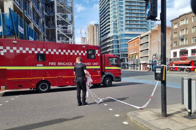 Firefighters in Aldgate. Photo: LW