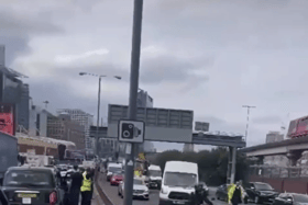 The aftermath of the police car chase on A13. Photo: @IG1_IG2
