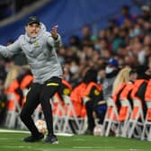  Thomas Tuchel, Manager of Chelsea reacts during the UEFA Champions League Quarter Final Leg (Photo by David Ramos/Getty Images)