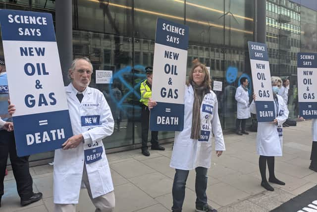 Extinction Rebellion scientists outside the Department for Business, Energy & Industrial Strategy