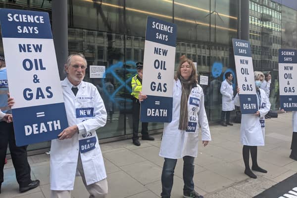 Extinction Rebellion scientists outside the Department for Business, Energy & Industrial Strategy