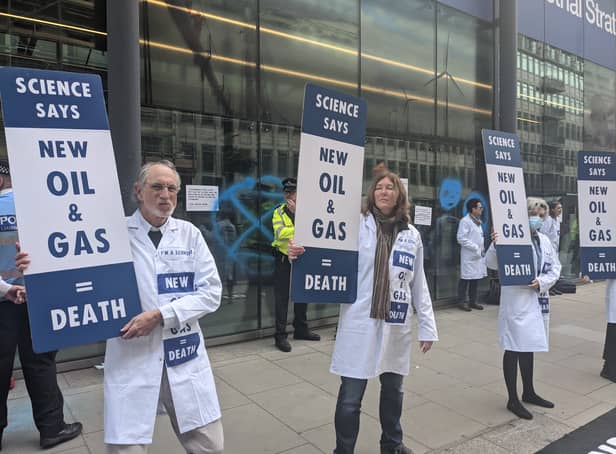 <p>Extinction Rebellion scientists outside the Department for Business, Energy & Industrial Strategy</p>