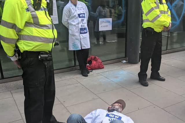 Scientists for Extinction Rebellion outside the UK Department for Business, Energy & Industrial Strategy building