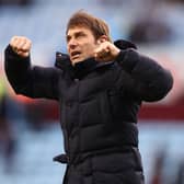 Antonio Conte, Manager of Tottenham Hotspur celebrates after their sides victory (Photo by Naomi Baker/Getty Images)