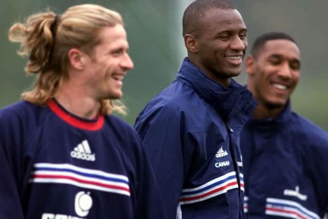 Emmanuel Petit and Patrick Vieira training with the French national team. Credit: GABRIEL BOUYS/AFP via Getty Images