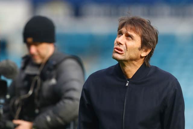 Antonio Conte, Manager of Tottenham Hotspur looks on prior to the Premier League match  (Photo by Chris Brunskill/Getty Images)