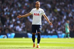 Harry Kane of Tottenham Hotspur reacts during the Premier League match (Photo by Clive Rose/Getty Images)