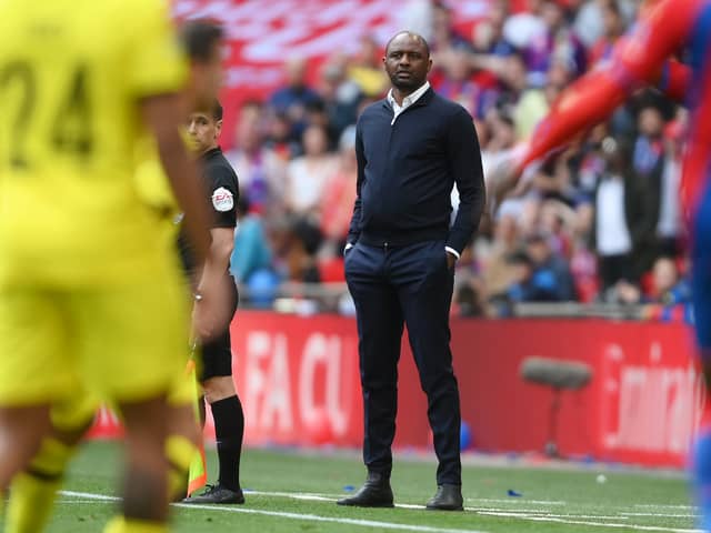  Patrick Vieira, Manager of Crystal Palace looks on during The FA Cup Semi-Final (Photo by Mike Hewitt/Getty Images)
