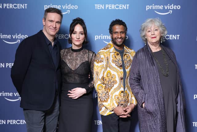 Jack Davenport, Lydia Leonard, Prasanna Puwanarajah and Maggie Steed at the “Ten Percent” press launch in London (Photo by Tim P. Whitby/Getty Images)