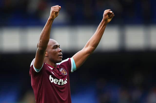 Angelo Ogbonna of West Ham United celebrates their side's victory after the Premier League match (Photo by Jan Kruger/Getty Images)