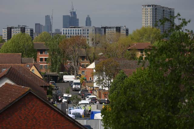 Police officers at the scene in Southwark. (Photo by Hollie Adams/Getty Images)