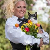 Deborah Hodge with her precious cat Indi. Credit: James Linsell-Clark / SWNS