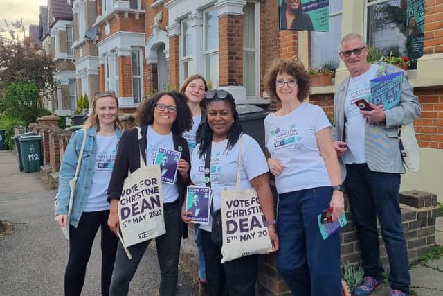 The party out door knocking. Photo: LondonWorld