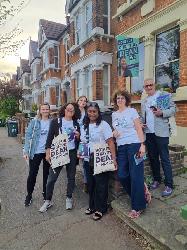 The party out door knocking. Photo: LondonWorld