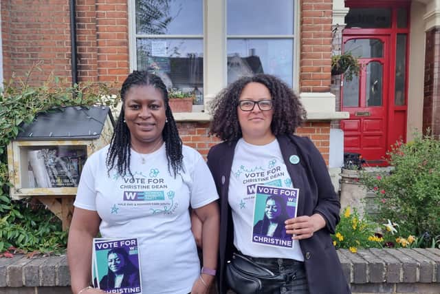 Deputy leader and candidate Christine Dean, left, and WEP leader Mandu Reid. Photo: LondonWorld