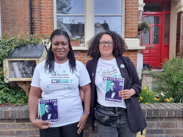Deputy leader and candidate Christine Dean, left, and WEP leader Mandu Reid. Photo: LondonWorld