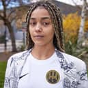 Jasmine Jobson who plays ‘Jaq’ in Top Boy models the new Hackney Wick FC strip