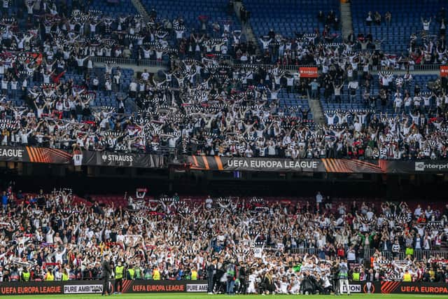 Eintracht Frankfurt fans take over the Camp Nou. Credit: David Ramos/Getty Images