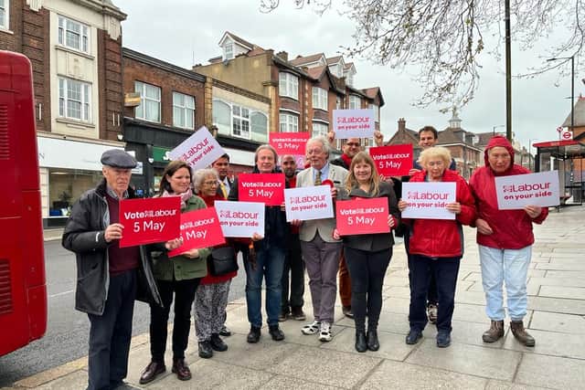 Barnet Labour leader Barry Rawlings, pictured centre. Photo: Barnet Labour