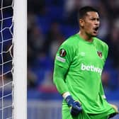 Alphonse Areola of West Ham United reacts during the UEFA Europa League (Photo by Claudio Villa/Getty Images)