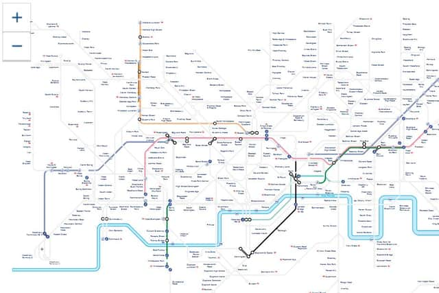 The TfL map showing closures and disruption over the May bank holiday weekend. Credit: TfL