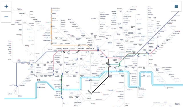 The TfL map showing closures and disruption over the May bank holiday weekend. Credit: TfL