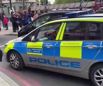 A 15-year-old girl was handcuffed by the Met Police during a stop and search in south London. Photo: London and UK Street News / @CrimeLdn