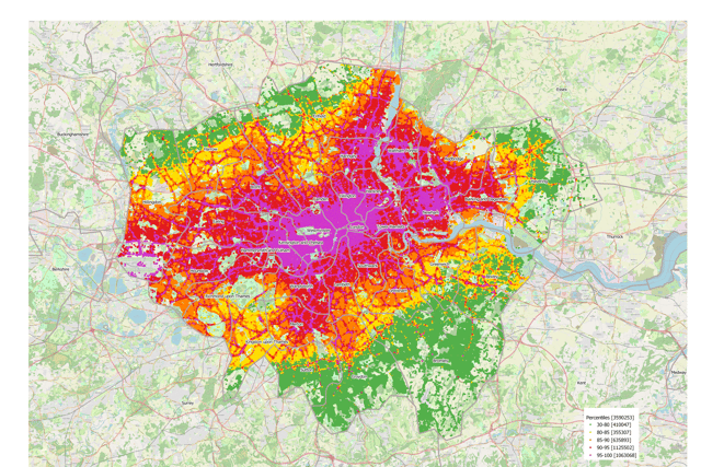 Data from COPI shows London’s pollution hotspots. Photo: COPI