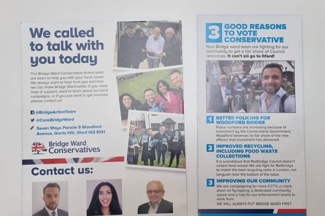 Conservative campaign materials. Photo: LondonWorld