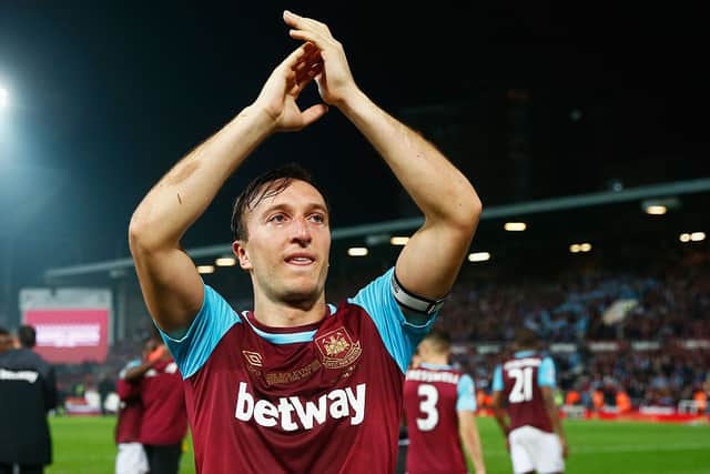 Mark Noble salutes the crowd after West Ham’s final game at Upton Park in 2016. Credit: Julian Finney/Getty Images