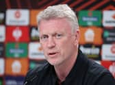 West Ham manager David Moyes speaks to the press in Frankfurt. Credit: Alex Grimm/Getty Images