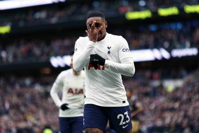 Steven Bergwijn of Tottenham Hotspur celebrates after scoring their side’s fifth goal (Photo by Ryan Pierse/Getty Images)