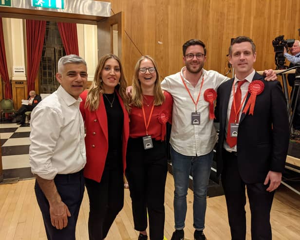 Sadiq Khan, Tooting MP Dr Rosena Allin-Khan with new councillors Lizzy Dobres and Jack Mayorcas.