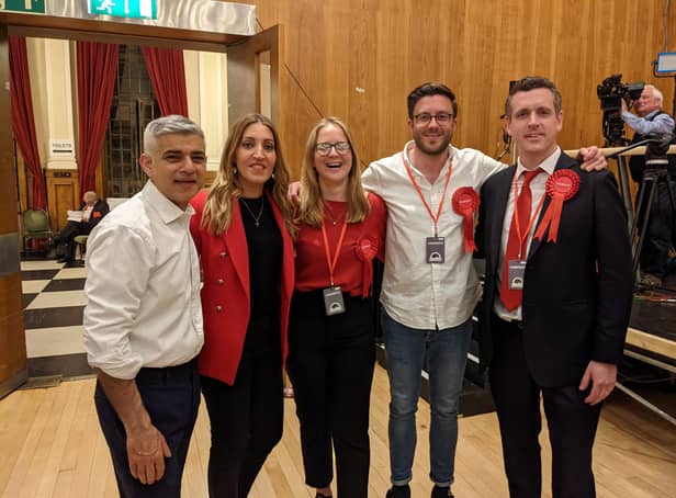 <p>Sadiq Khan, Tooting MP Dr Rosena Allin-Khan with new councillors Lizzy Dobres and Jack Mayorcas.</p>